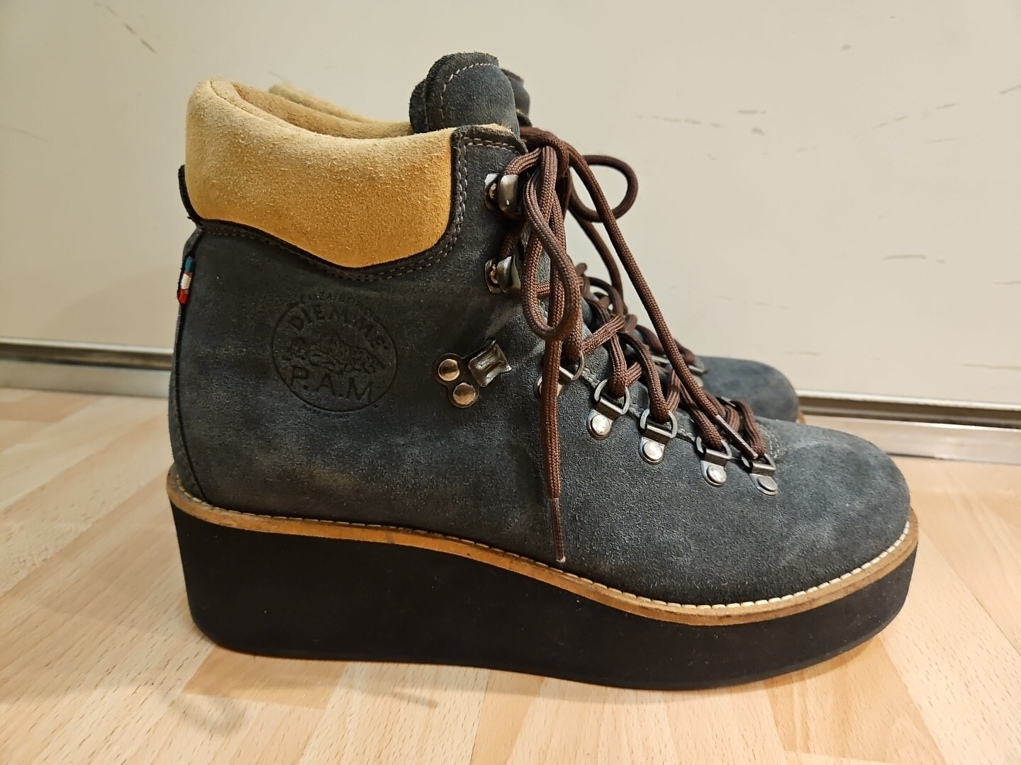 Diemme x P.A.M Black Platform Boots Lace Up Front, size 40 image 2