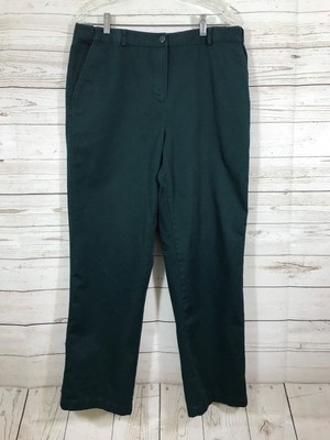 LL Bean Womens SZ 14 Hunter Green 100% Cotton Classic Fit Flat Front Pants | eBay