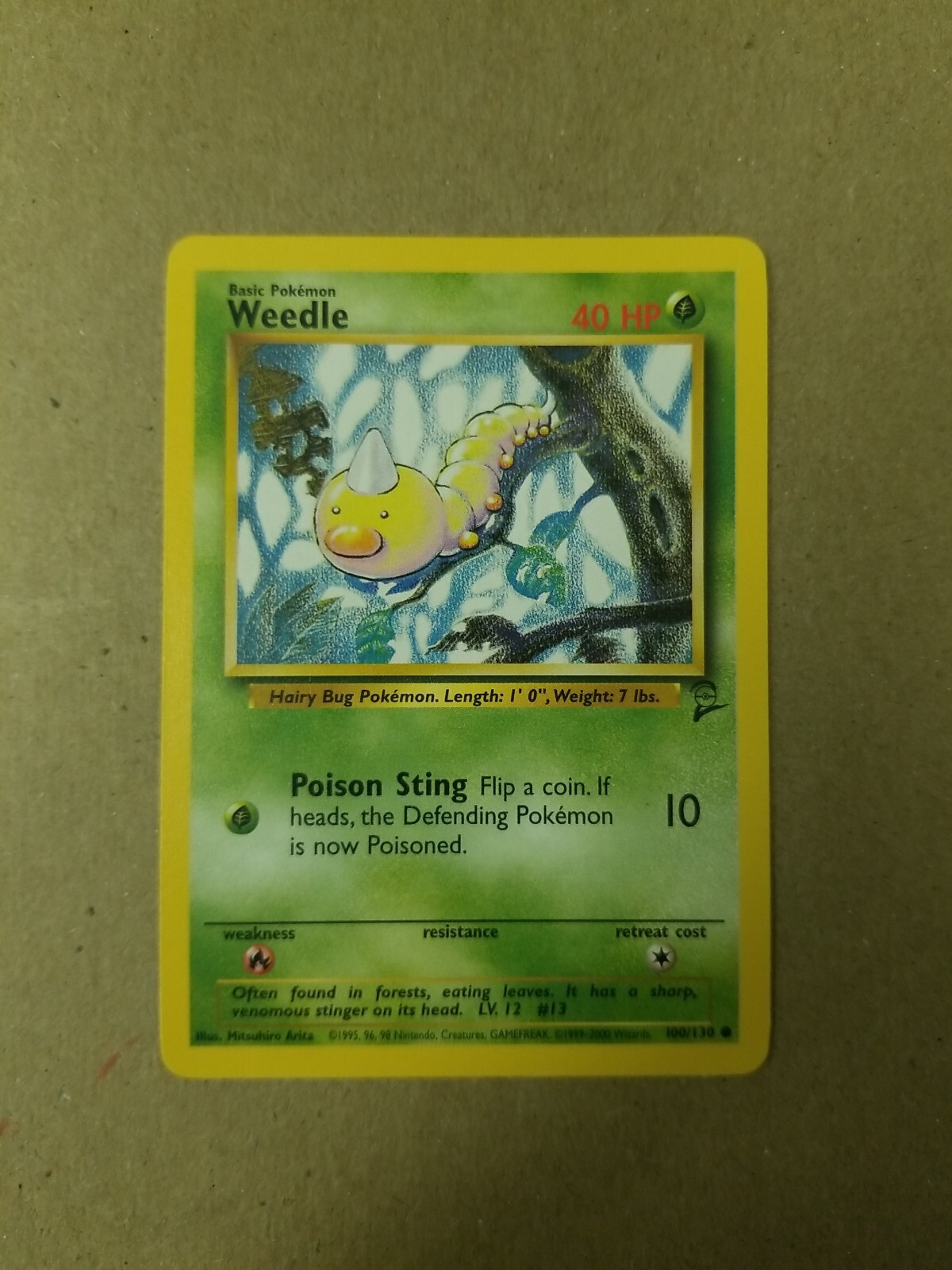 Weedle 100/130 - VINTAGE WOTC POKEMON CARD - BASE SET 2 - NM/M