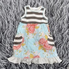 Swanky Baby Vintage sz 18 months XS Toddler Girls dress Stripes Flowers USA Made