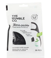 THE HUMBLE CO. FLOSS PICKS CHARCOAL INFUSED/MINT 50PCS - FEDEX EXPRESS SHIPPING