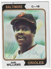 Earl Williams Signed 1974 Topps Card / Autographed