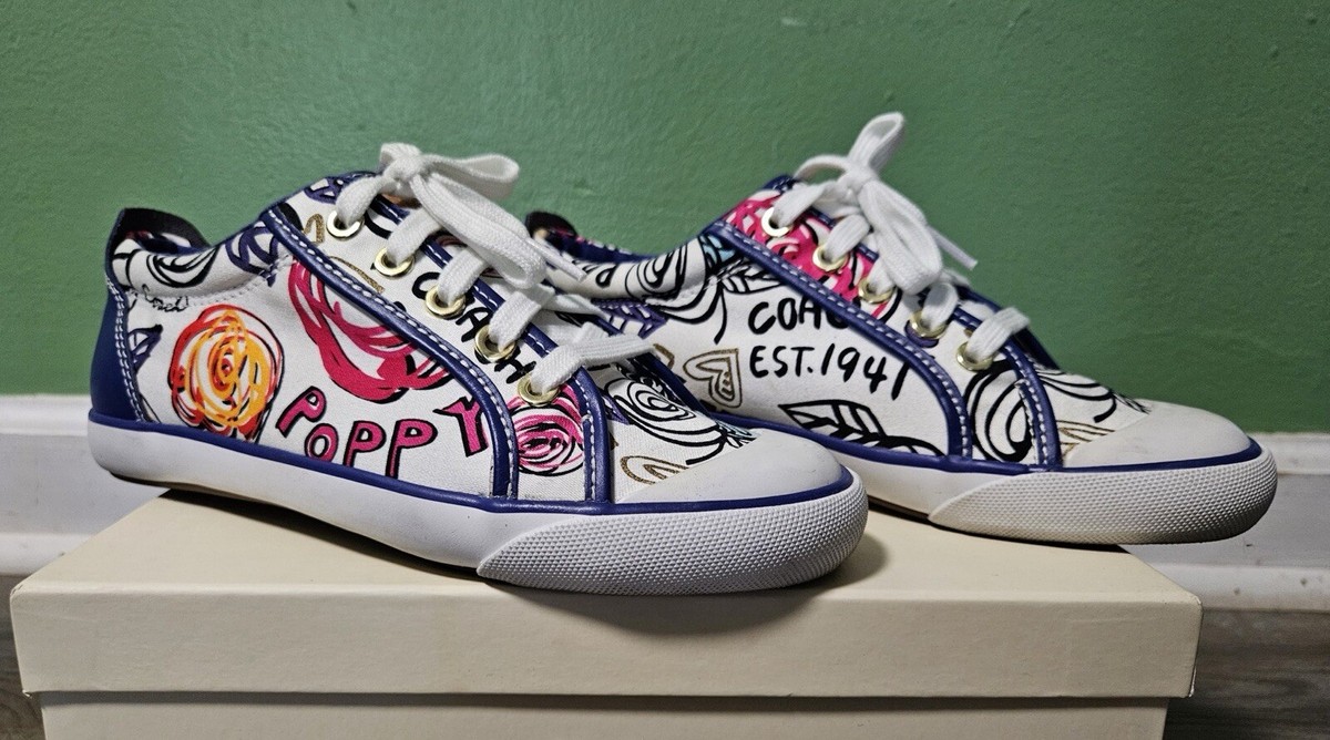 NIB 1941 Coach Bev Poppy Graffiti Floral Tennis Shoe Womens  display picture 1