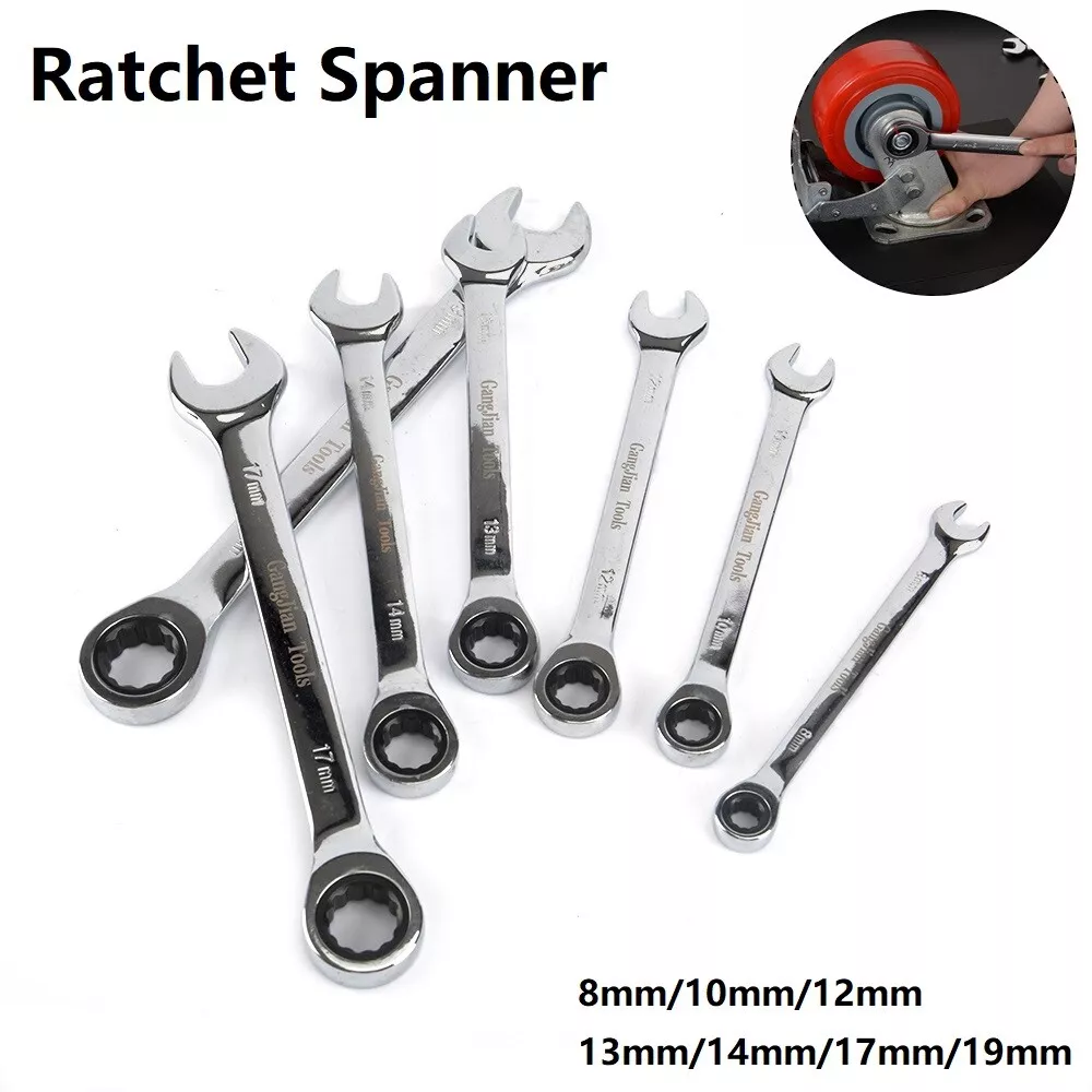 8-19mm Dual Head Repair Tools Open End Flexible Ratchet Wrench Set