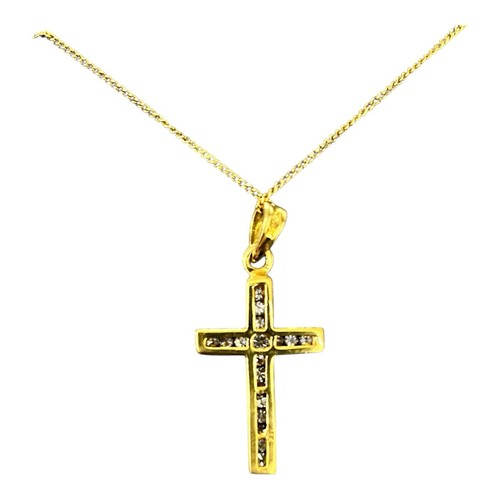 18ct 18K Yellow Gold Brilliant Cut Diamond Crucifix Cross Pendant TDW 0.61ct New - Picture 3 of 8