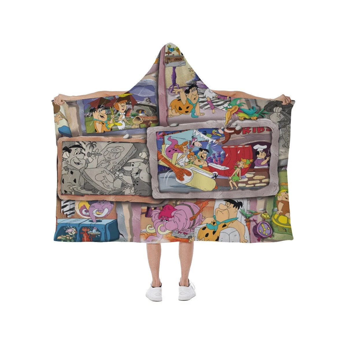 The Flintstones Classic Cartoon Print Hooded Blanket