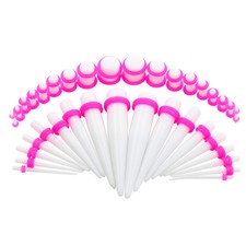 36pcs Lot Acrylic Tapers Plug Ear Gauge Ear Expander Stretching Kits Pink O-ring