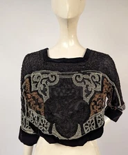 EDWARDIAN GLASS BEAD + GOLD LAME TRIMMED ITALIAN BODICE W MILANO LABEL