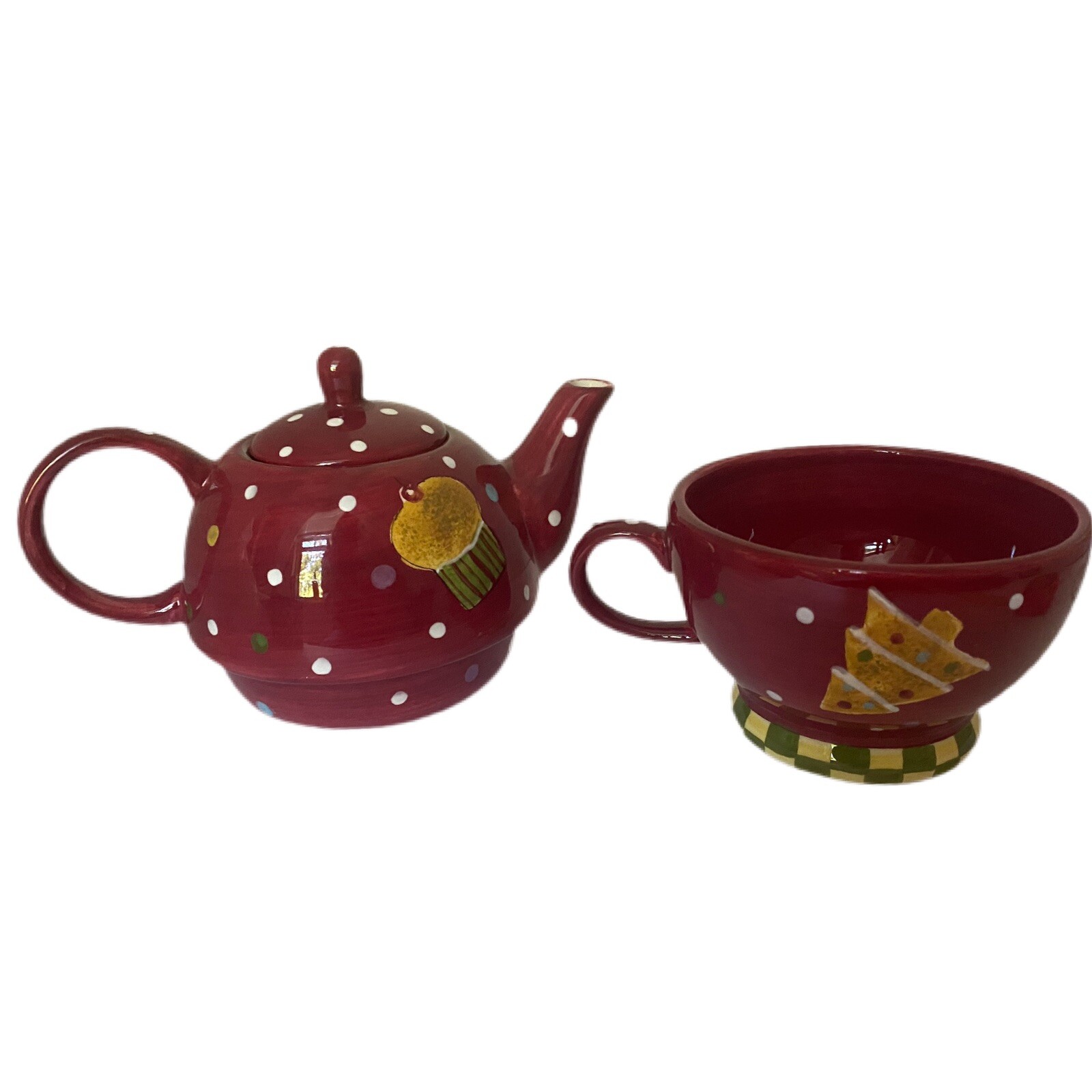 Laurie Gates Teapot set Holiday Treats tea for one set
