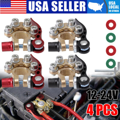 4 Pcs Car Battery Terminal Connector Clamp Quick Release Adjust Disconnect Tool