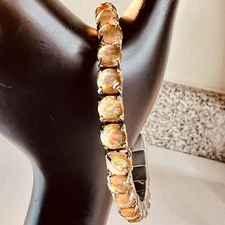 PD PREMIER DESIGNS Stretch Tennis Bracelet Orange Gemstone Prong Settings Signed