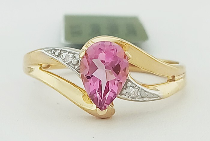 GENUINE 1.03 Cts PINK SAPPHIRE & DIAMOND RING 10K GOLD - Free Certificate - NWT