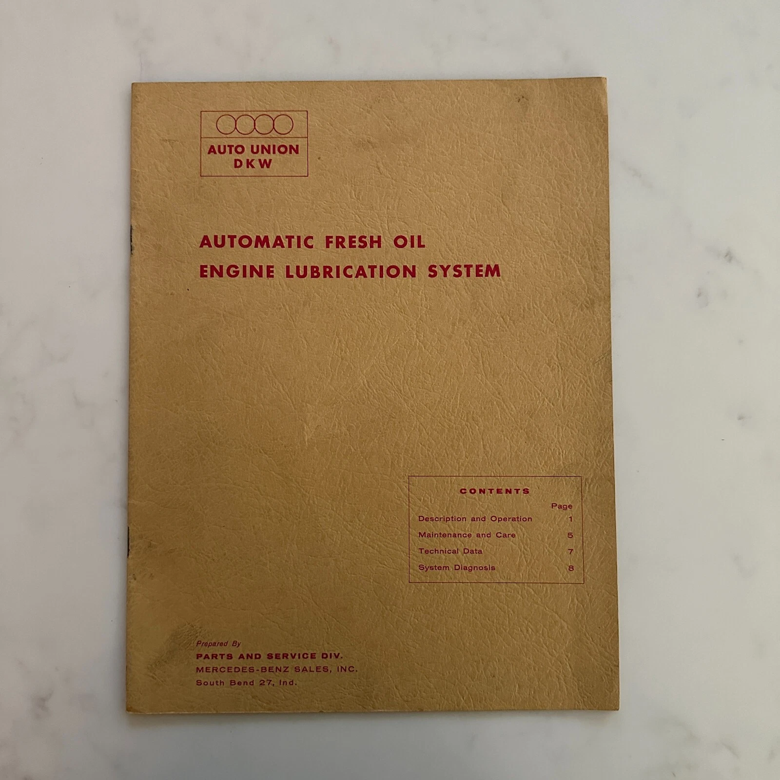 Auto Union DKW Lubrication Manual