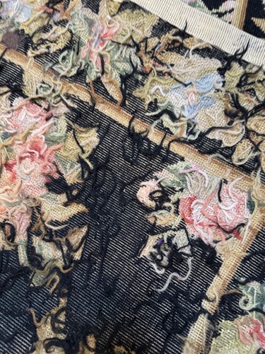 Atemberaubender Vintage französischer Stil handgefertigter Aubusson Nadelspitze Teppich 5 Fuß x 5 Fuß 8 Zoll - Bild 5 von 8