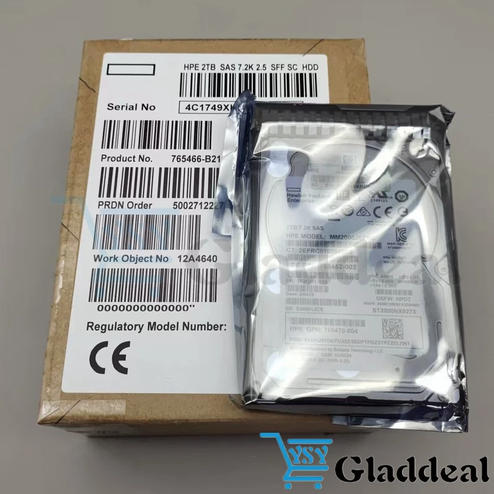 New 765466-B21 HPE 2TB 12G SAS 7.2K RPM 2.5" 512E HDD 765873-001 765452-002 - Image 4 of 4