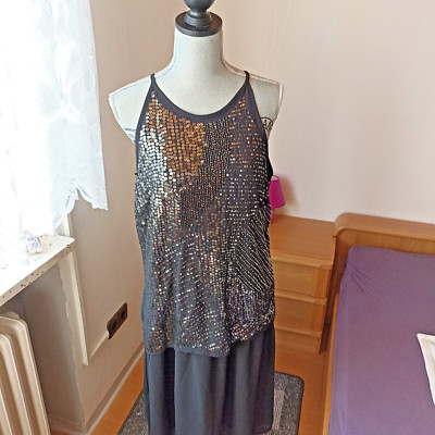 Designers Kleid Gr. 42 Schwarz mit Pailetten