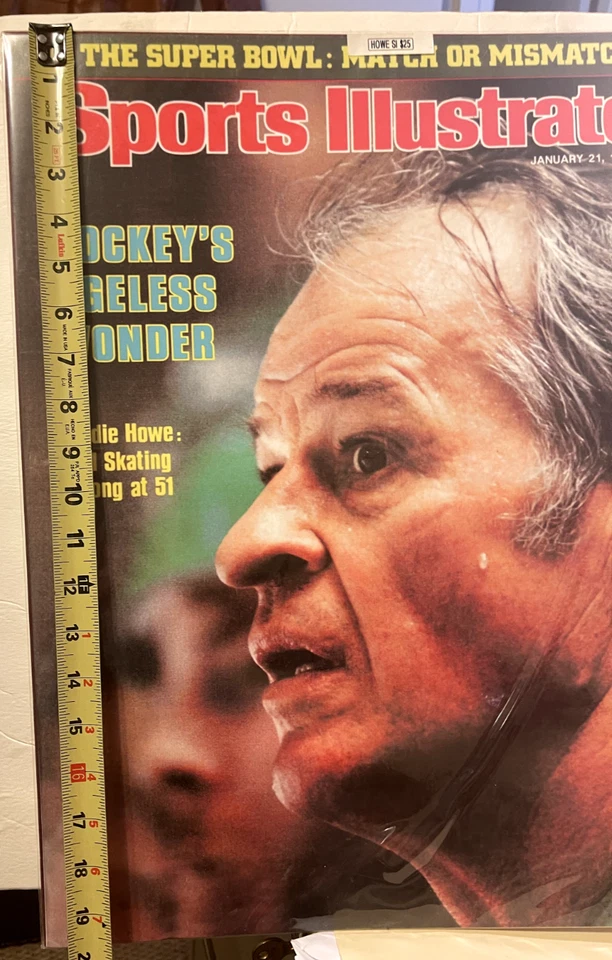 PÓSTER DE PORTADA ILUSTRADO DEPORTIVO GRANDE RARO TAMAÑO 20 X 16" - GORDIE HOWE 1980 Foto 2 de 4