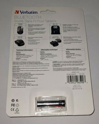 Verbatim 98590 Bluetooth Wireless Tablet Multi-Trac Blue Led Mouse 2.4 Ghz NEW - Picture 2 of 2
