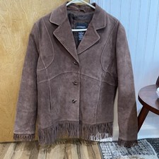 Vintage Outbrook Fringe Suede/leather Bohemian Western Style Jacket Womens Large