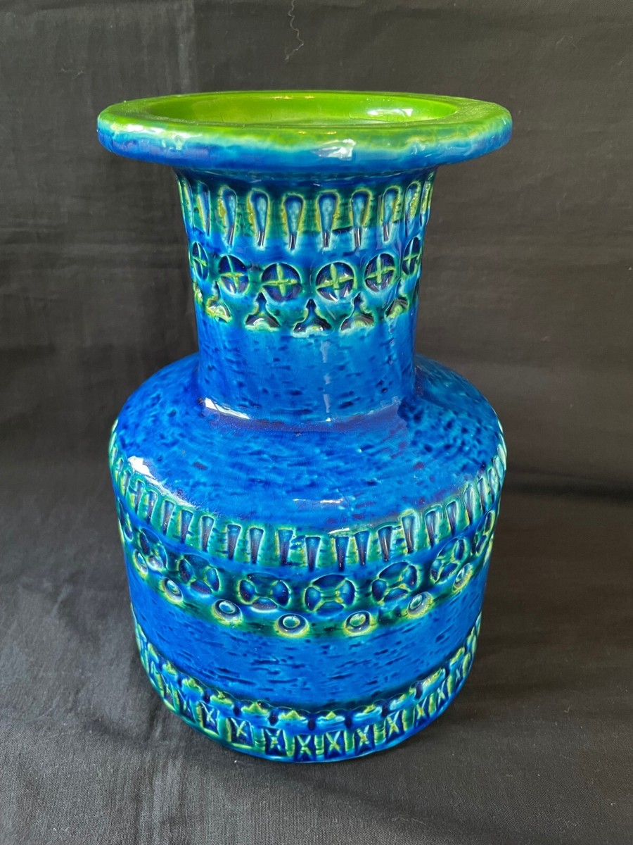 Vintage Bitossi Aldo Londi italy rare vase with green details
