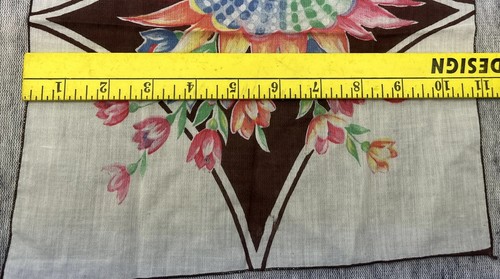 Vintage Lady’s Hand Painted HANDKERCHIEF Floral Hanky Mid century - Picture 3 of 5