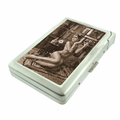 Harem Pin Up Girls D5 100's Size Cigarette Case with Built in Lighter Wallet