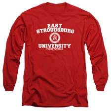 East Stroudsburg Pennsylvania Adult Long Sleeve T-Shirt Circle Logo, Red, S-3XL