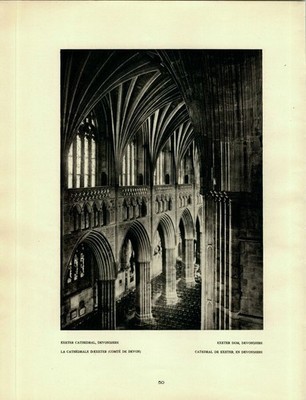Kupfertiefdruck : Exeter Cathedral, Devonshire. Exeter Dom, Devonshire. Hoppé, E