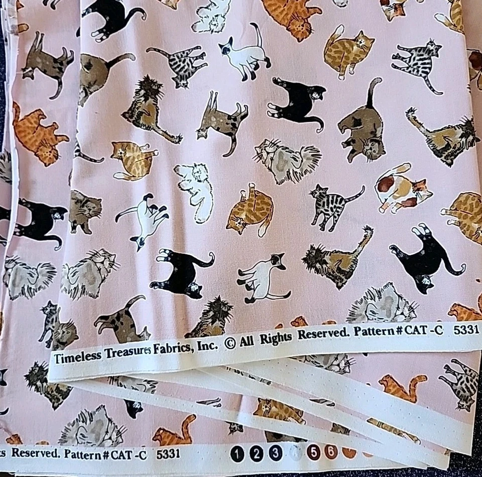 Cat Kitten Feline Pink Allover Cotton Fabric Timeless Treasures C5331 1/2 Yard - Image 3 of 4