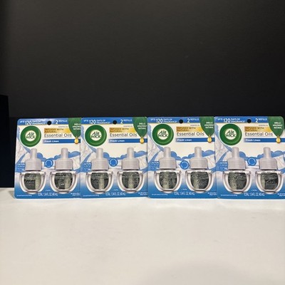 4 -2ct packs Air Wick Essential Oils Refill FRESH LINEN Scent - 8 Total Refills
