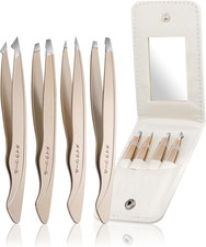 Tweezers Set for Women Facial Hair: Stocking Stuffers 4Pcs Stainless Steel Eyebr