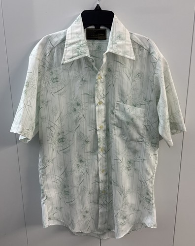 Vintage 70s Disco Shirt Sears Golden Comfort Ultressa 15 Short Sleeve Poly