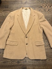 Vtg Hunt Valley 44R 100 Camel Hair Tan Sports Coat Blazer Jacket Academia
