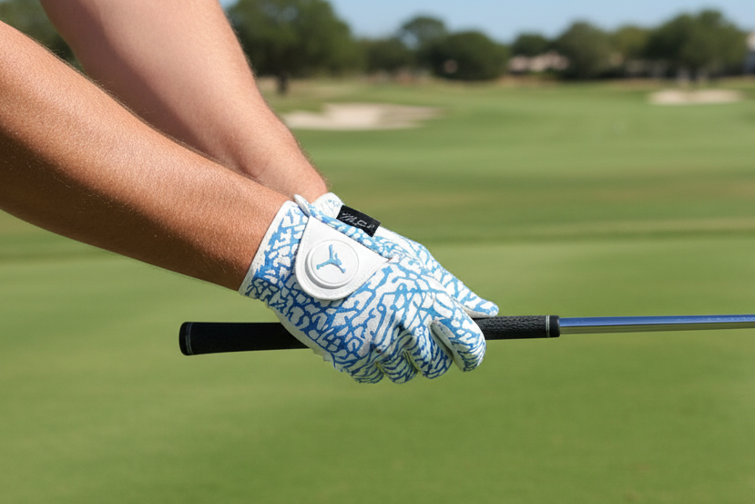 Air Jordan Golf Glove Cabretta Leather White and UNC Blue Elephant