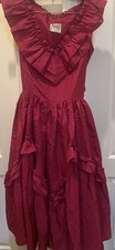 Gunne Sax Fuchsia Ruffle Maxi Dress Taffeta Vintage Jessica McClintock SF Sz 9