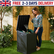 OHS Small Garden Storage Box 116L Outdoor Parcel Box Weather Resist Black Lid
