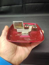 Vintage Art Deco Delco Batteries Quaker State Oil Advertising Ashtray...