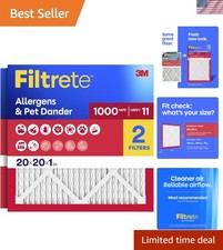 20x20x1 Air Filter, MERV 11, MPR 1000, Allergens Pet Dander, 3- AC and Furn...