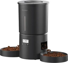 Automatic Dual Cats Feeder for 2 Cats,6 Meals/Day,12 Portions/Meal,Dual Power Au