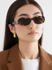 Miu Miu MU06ZS VAU06B Oval Sunglasses in Havana /Brown Lens 100% UV