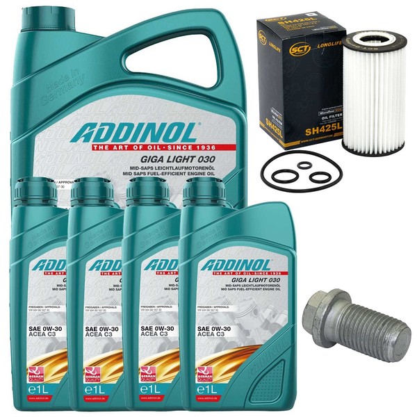 MotoröL Filter Set Addinol 0W-30 9 Liter + Schraube FüR Mercedes R-Klasse W251-image