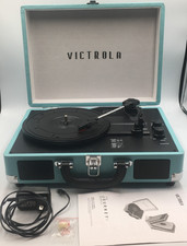 Victrola Suitcase 3 Speed Bluetooth Turntable Record Player Turquoise VSC-400SB