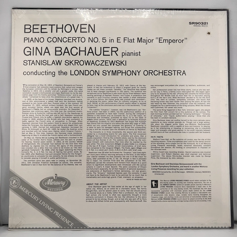 Sealed Gina Bachauer Beethoven Piano Concerto No 5 Emperor London Symphony LP - Image 2 of 4
