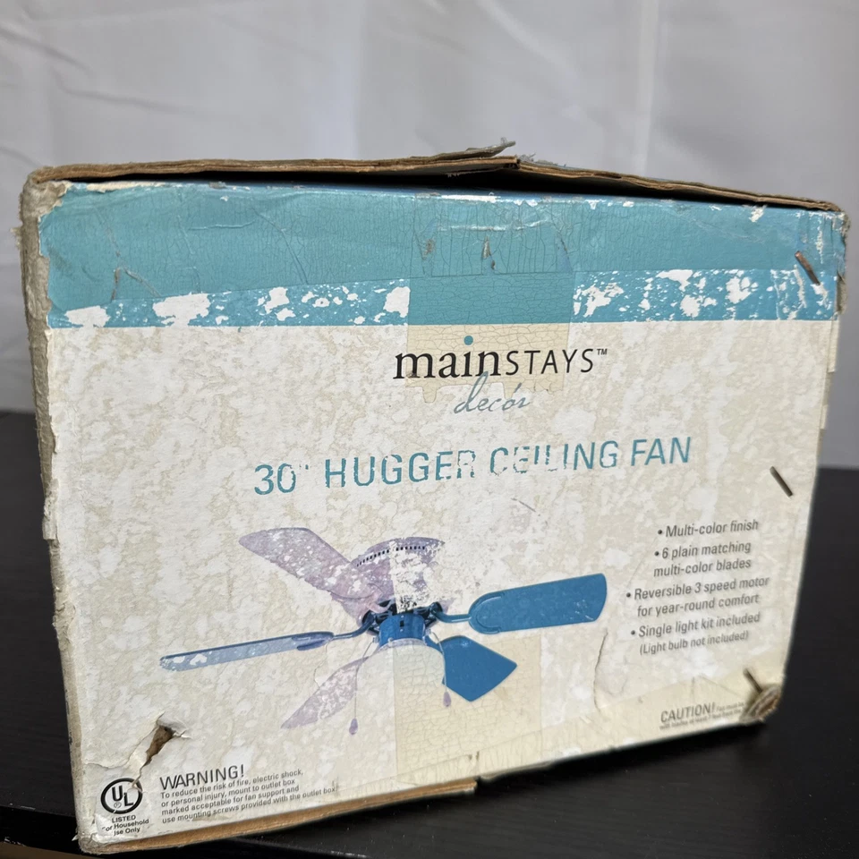 Retro Mainstays 30” Hugger Ceiling Fan Multi-Color Rainbow - Image 3 of 4