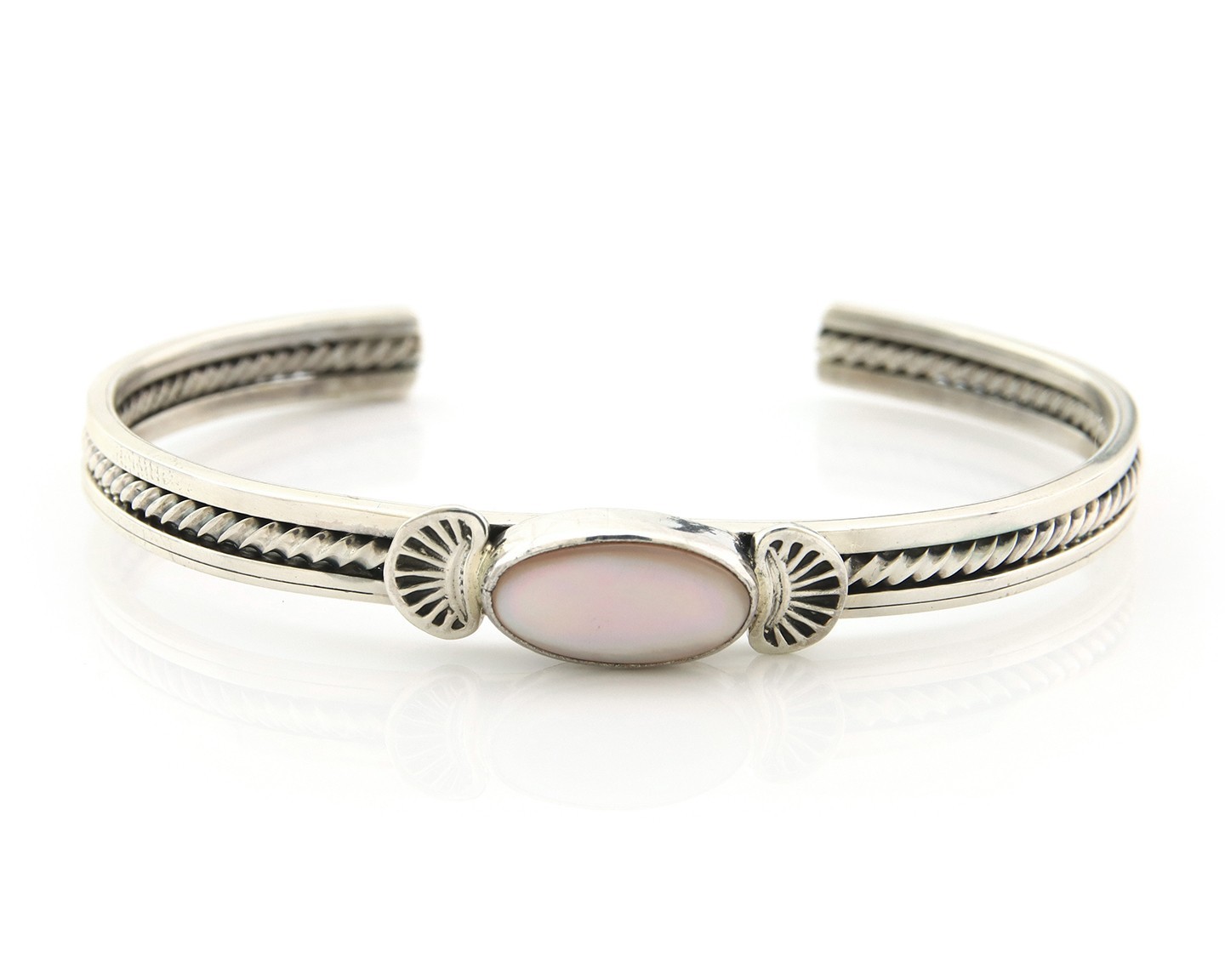 Navajo Cuff Bracelet Sterling Silver Authentic Pink Muscle Native Artist