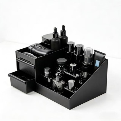 SHENSENCHAO Men's Cologne Organizer, Black Acrylic Perfume Display Tray