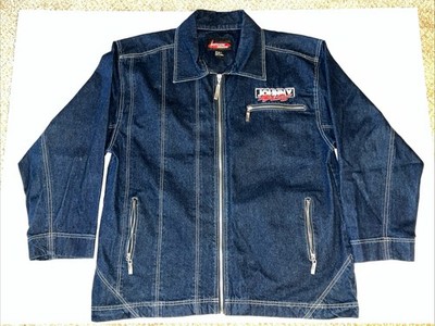 Vintage  Johnny Blaze Denim  Jacket  Full Zipper Mens Size XL Denim Blue