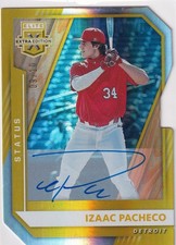 2021 Panini Elite Extra Edition Izaac Pacheco Auto Die Cut Gold #'d 9/10 TIGERS