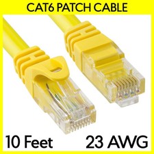 10 FT Cat6 Cord Yellow Cat 6 Ethernet Patch Cord LAN Internet RJ45 Modem Cable