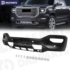 For 2016-2019 GMC Sierra 1500 Black Front Bumper Cover Face Bar W/ Sensor Holes